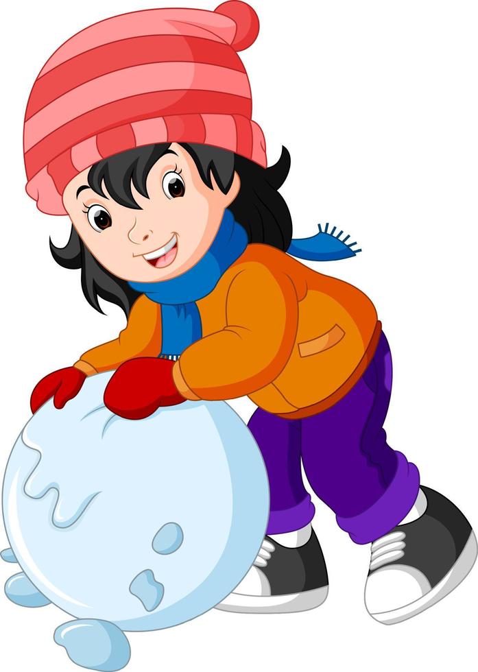 tekenfilm kinderen spelen met sneeuw vector