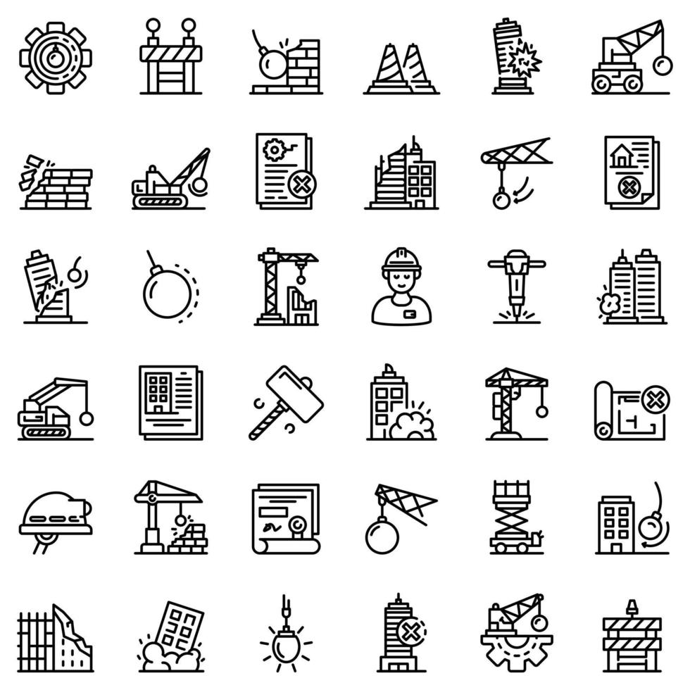 sloopwerk iconen set, Kaderstijl vector