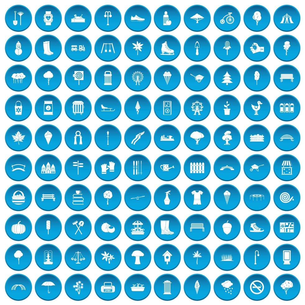 100 parkpictogrammen blauw ingesteld vector