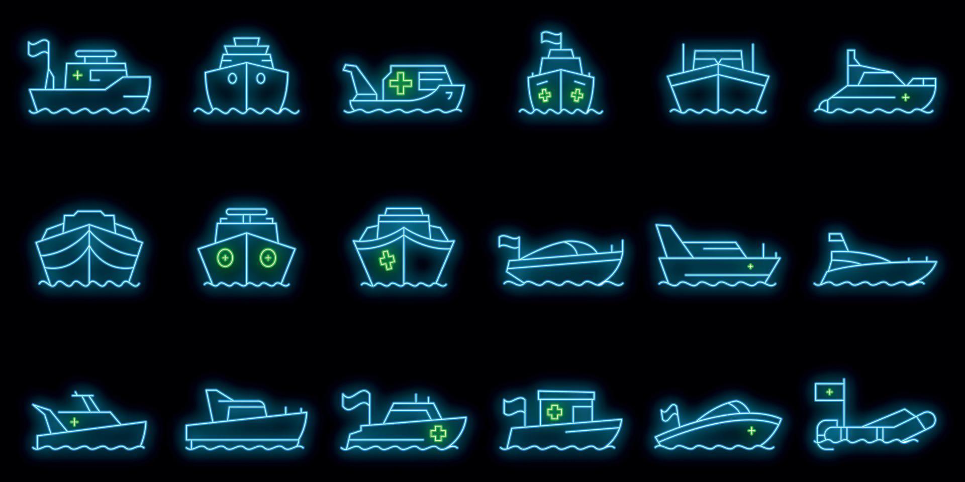 reddingsboot pictogrammen instellen vector neon