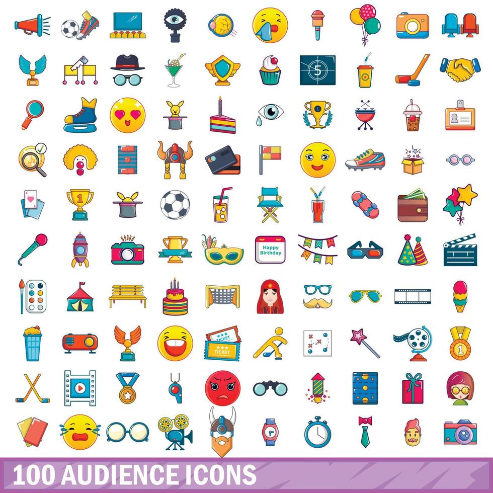 100 publiek iconen set, cartoon stijl vector