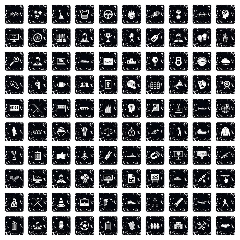 100 overwinning iconen set, grunge stijl vector