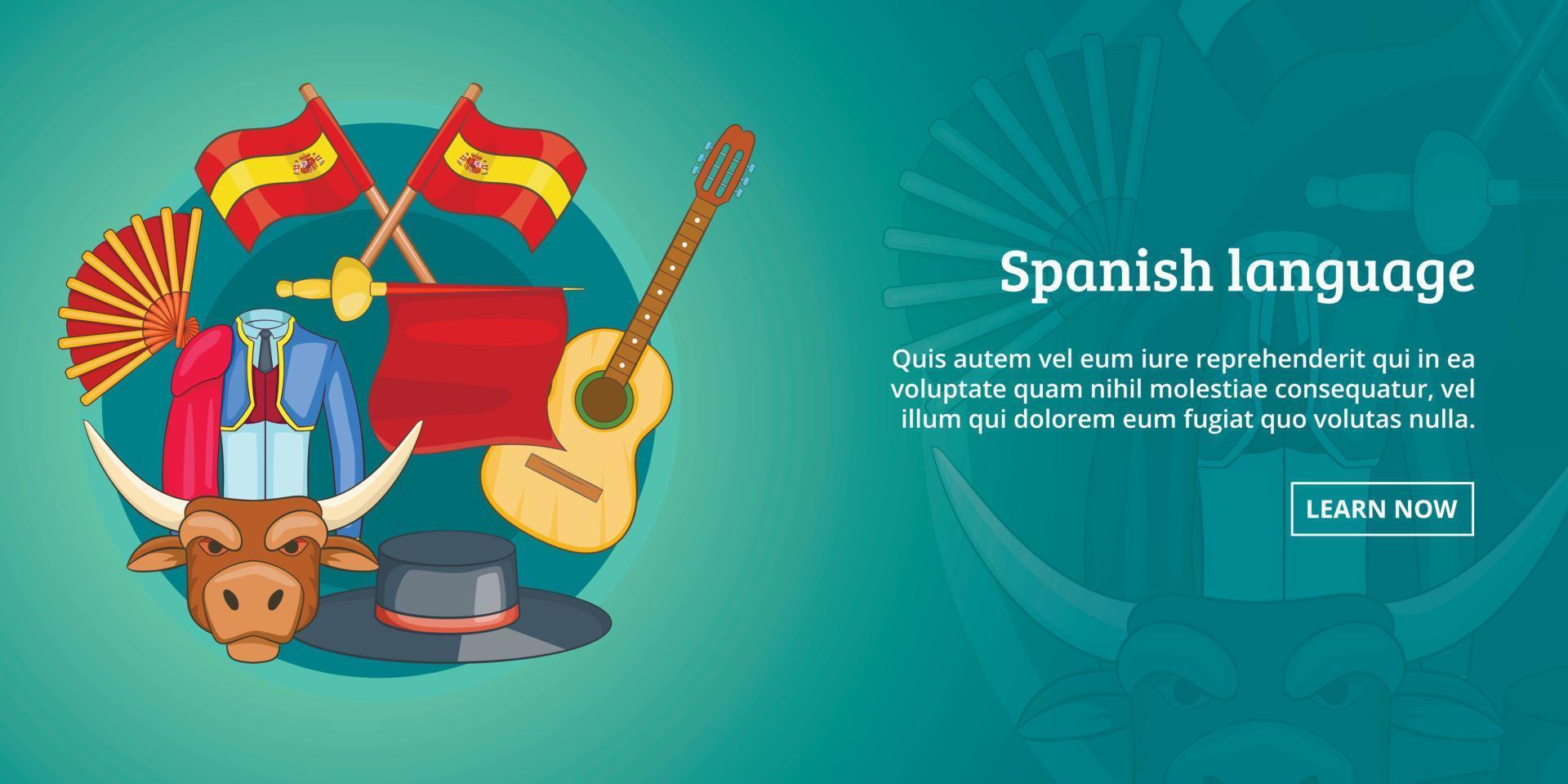 spanje banner horizontaal, cartoon-stijl vector