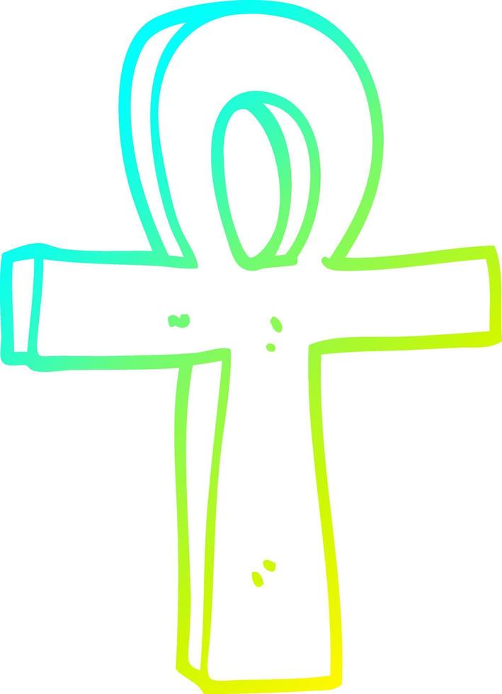 koude gradiënt lijntekening cartoon ankh symbool vector