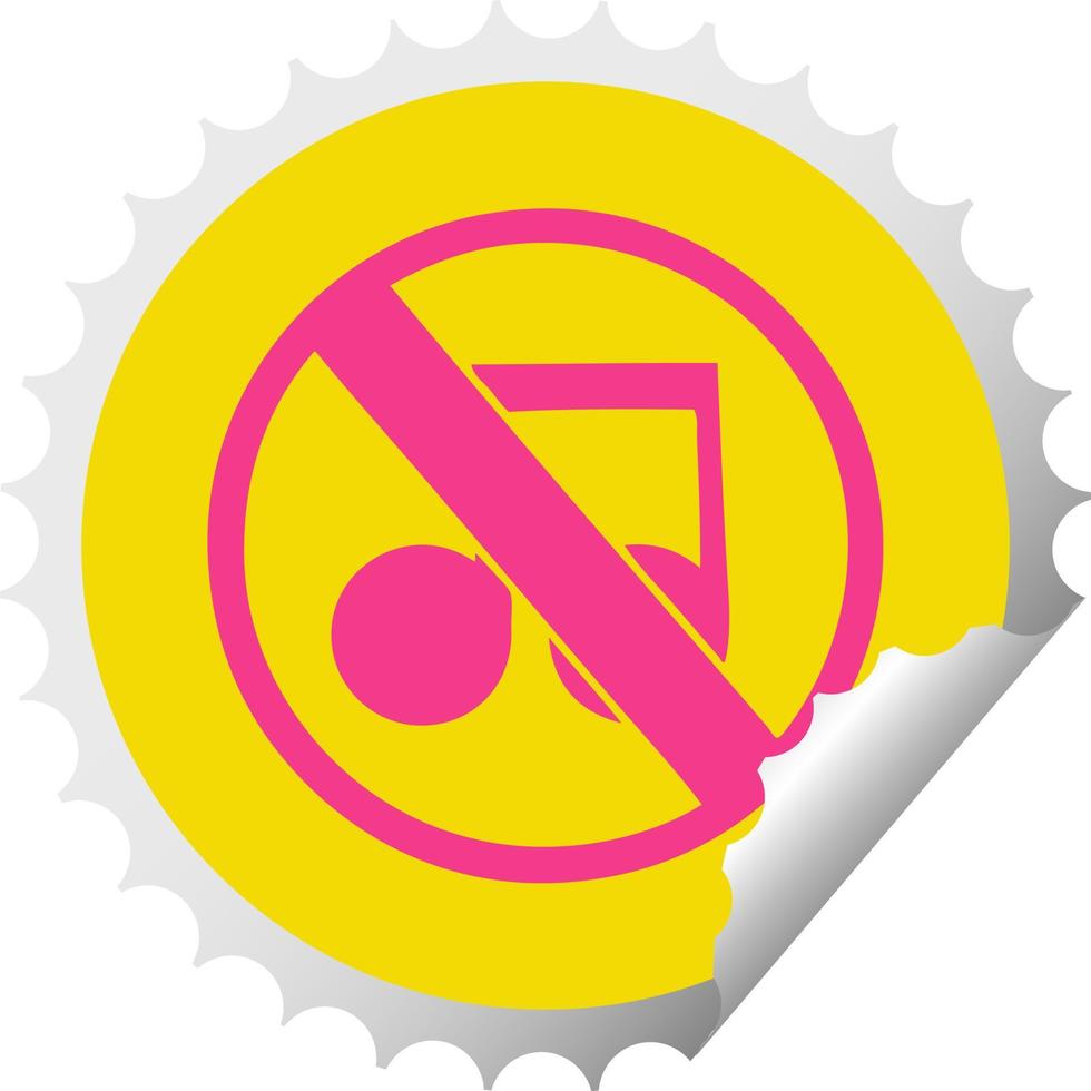circulaire peeling sticker cartoon geen muziekteken vector