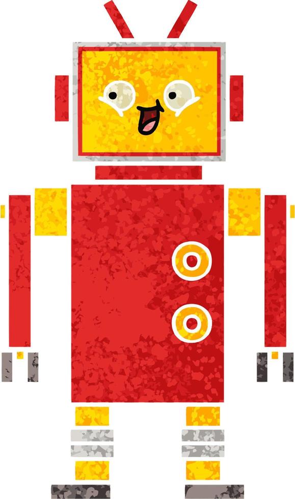 retro illustratie stijl cartoon robot vector