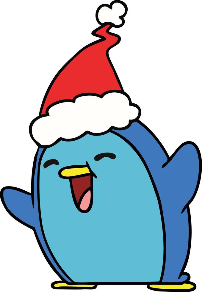 kerst cartoon van kawaii pinguïn vector