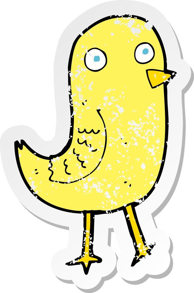 retro noodlijdende sticker van een grappige cartoonvogel vector