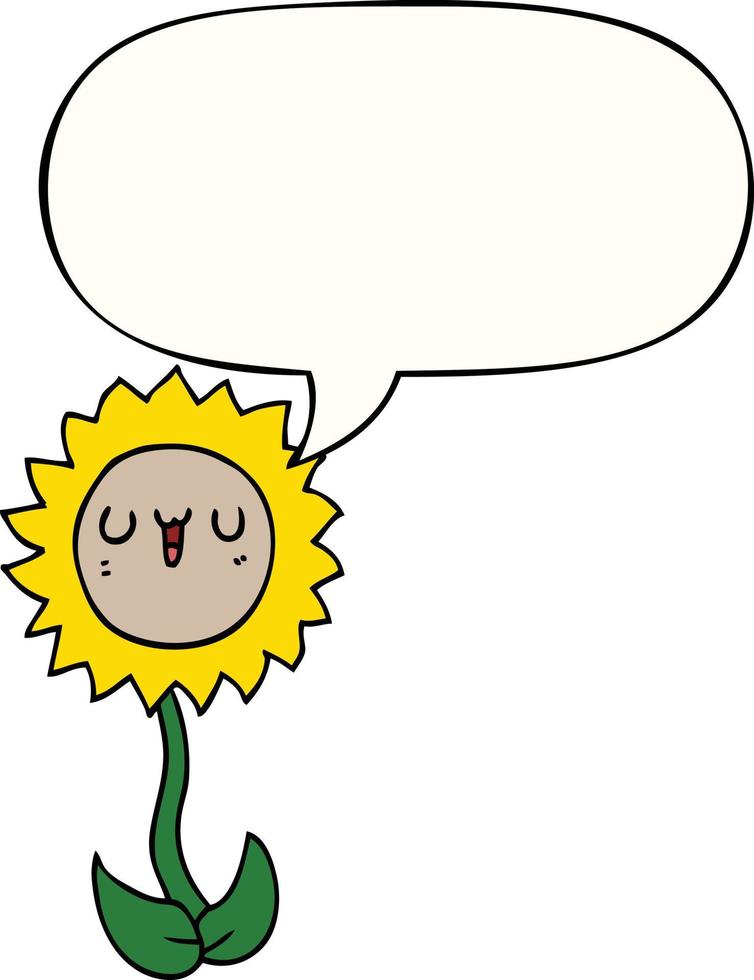 cartoon bloem en tekstballon vector