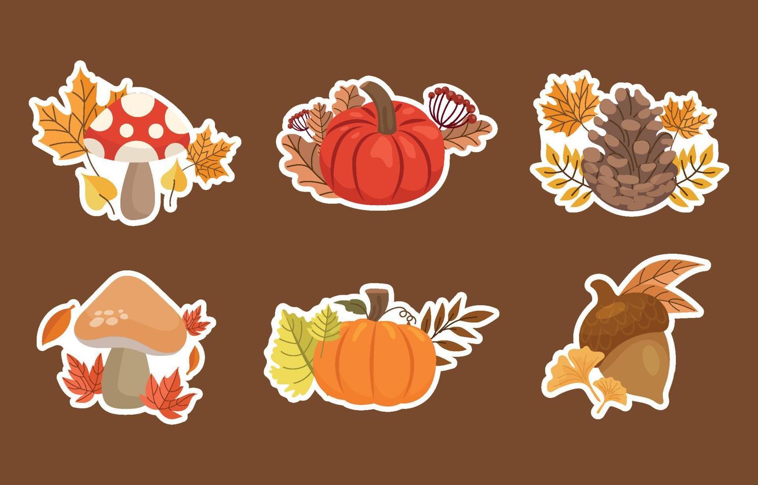 herfst bloemen stickers vector