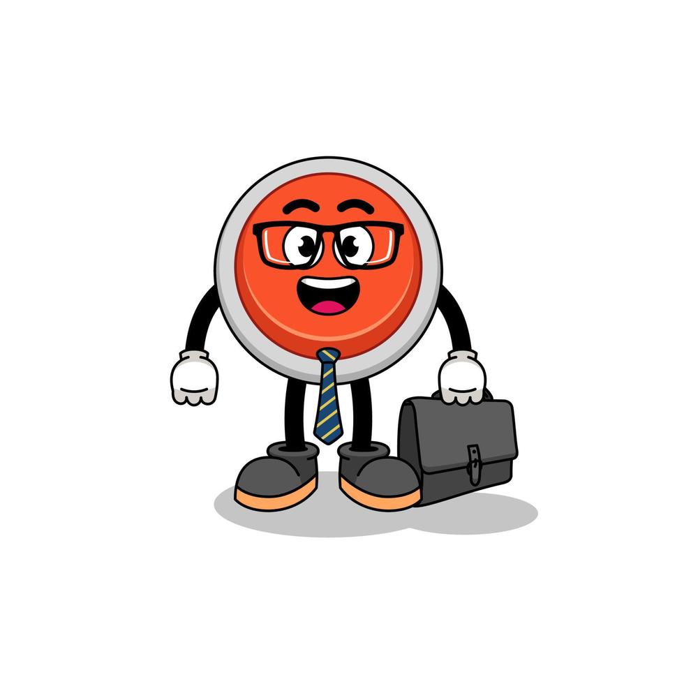 noodknop mascotte als zakenman vector