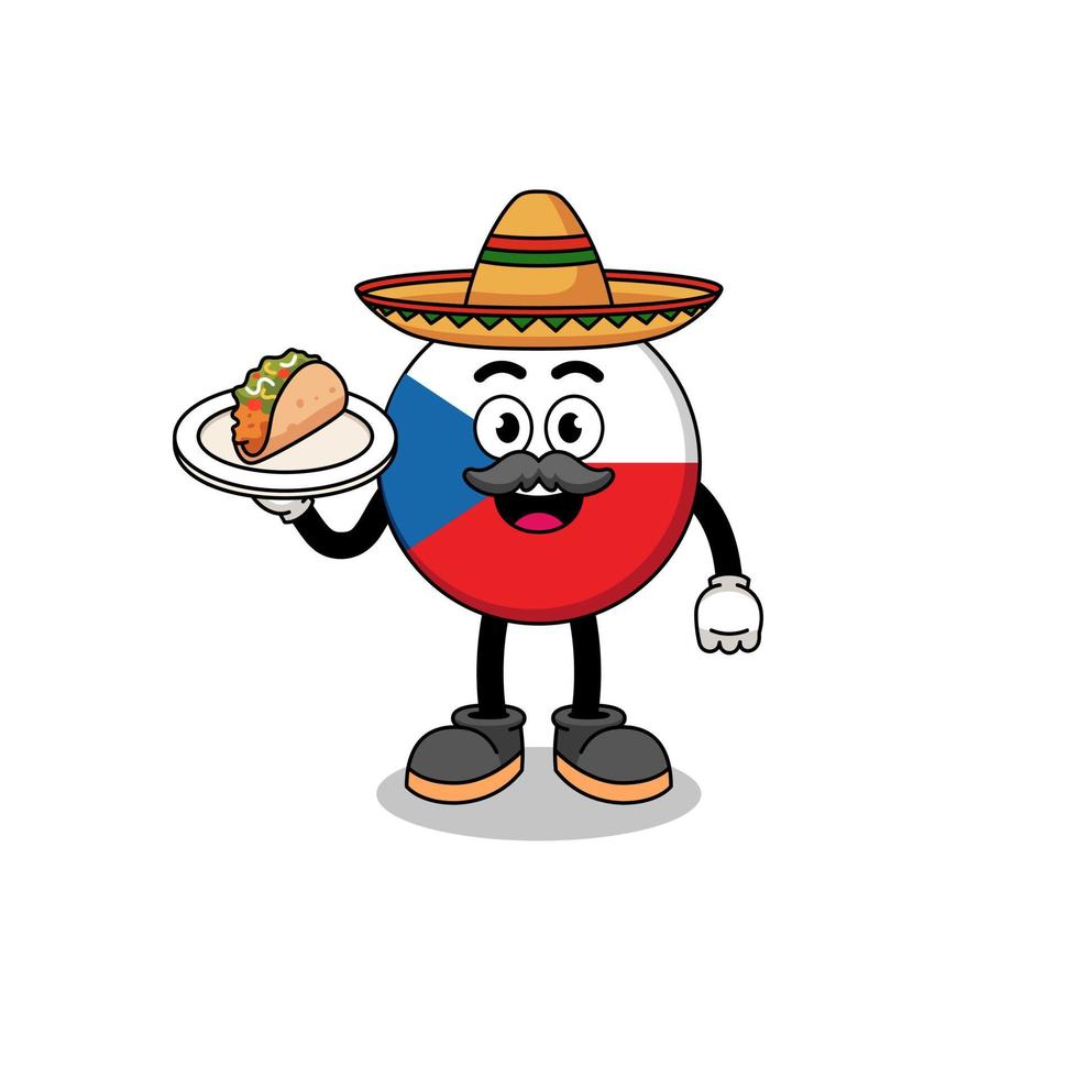 karakter cartoon van tsjechische republiek als een mexicaanse chef-kok vector