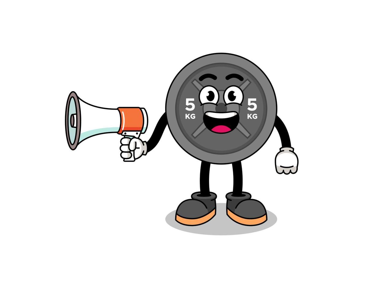 barbell plaat cartoon afbeelding met megafoon vector