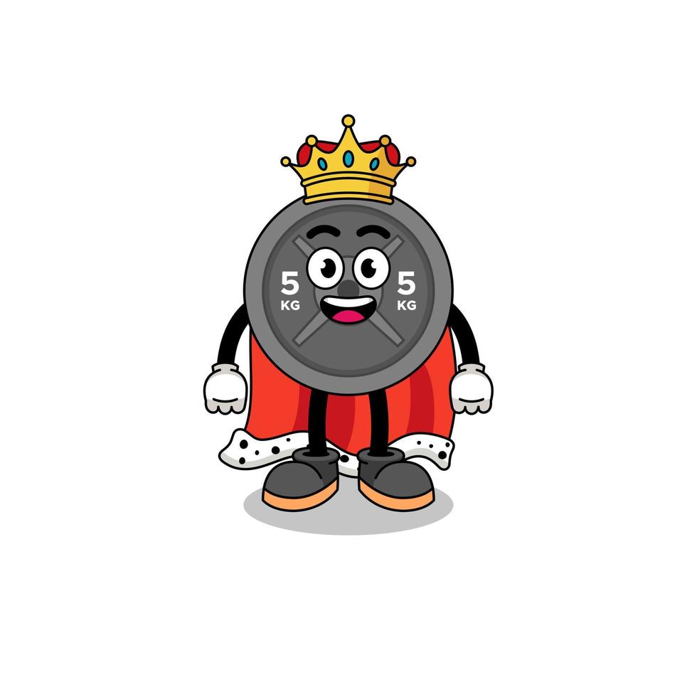 mascotte illustratie van barbell plate king vector