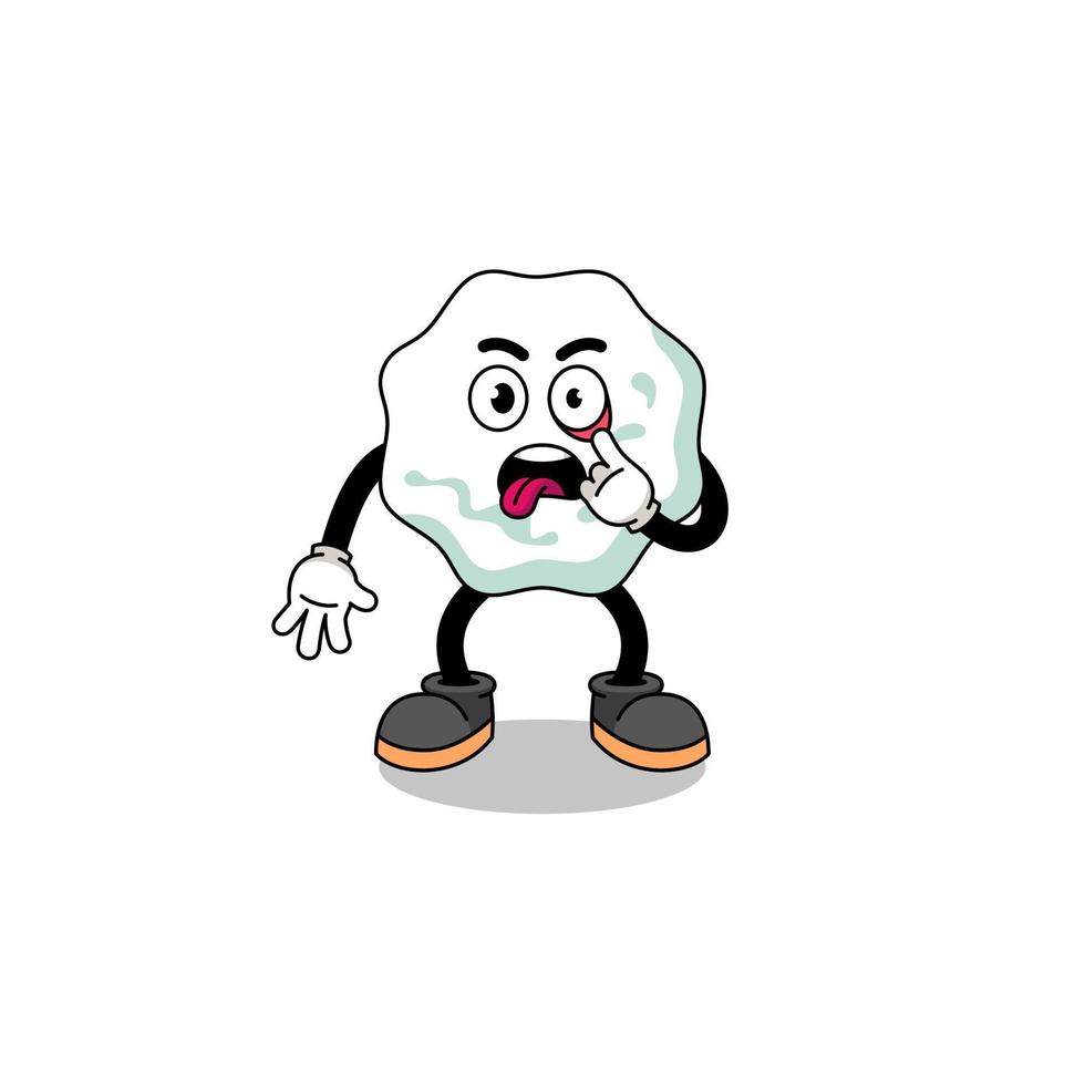 karakterillustratie van kauwgom met uitgestoken tong vector