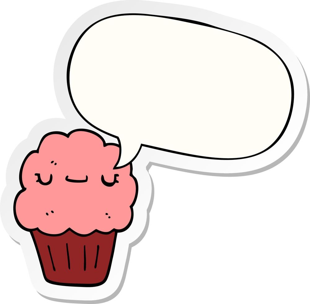 cartoon muffin en tekstballon sticker vector