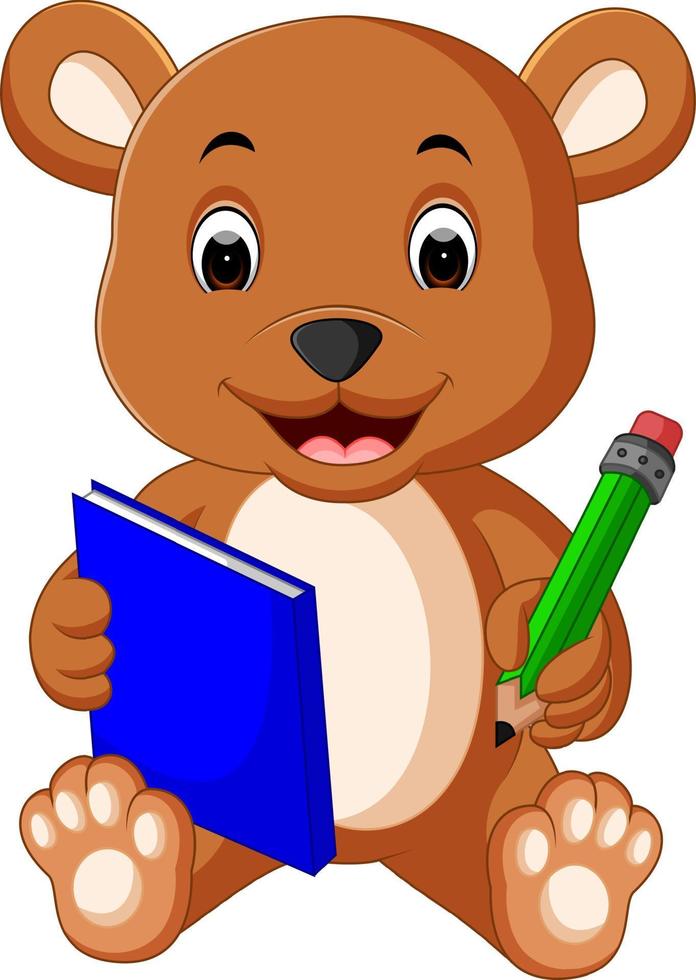 schattige beer leesboek vector