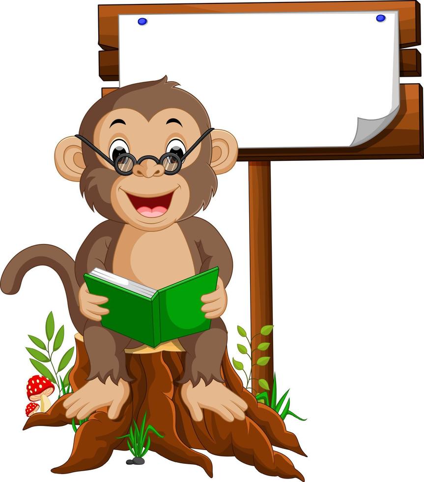 aap die een boek leest vector