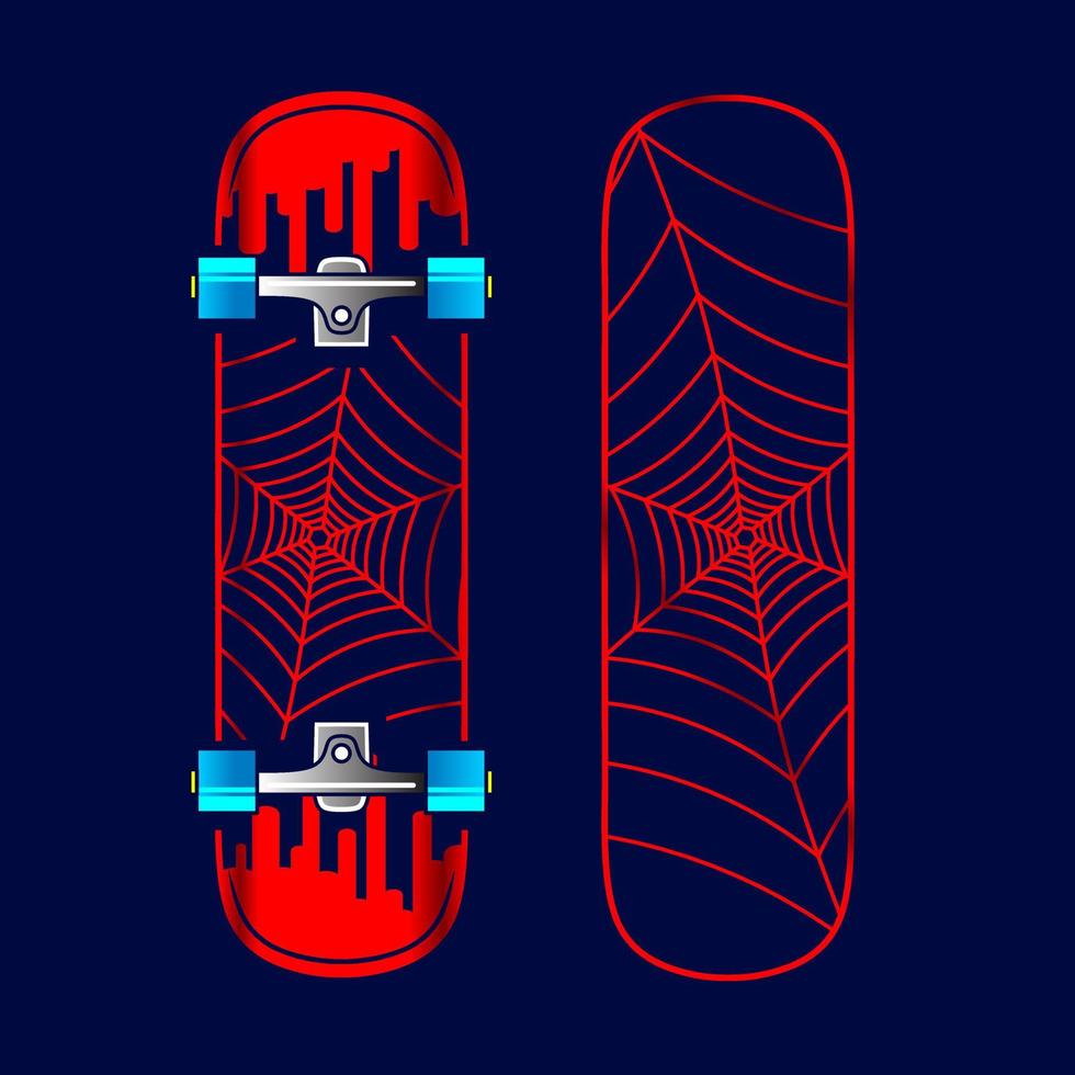 skateboard stijl halloween vector lijn neon art potrait kleurrijke embleemontwerp met donkere achtergrond. abstracte grafische illustratie. geïsoleerde zwarte achtergrond voor t-shirt, poster, kleding, merch