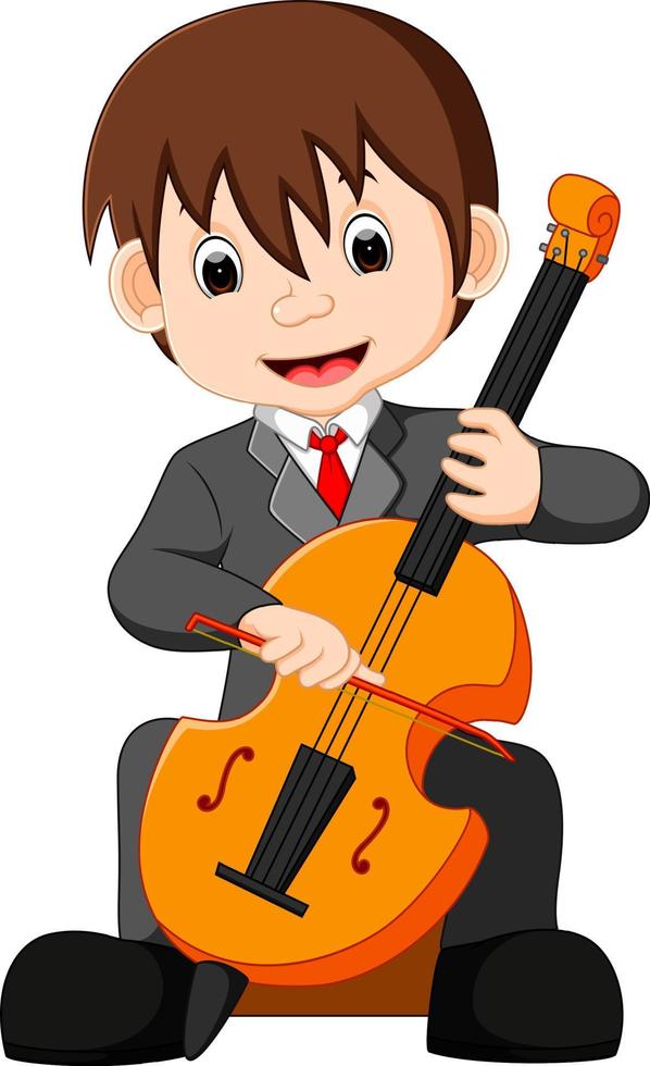 jongen die cello-cartoon speelt vector