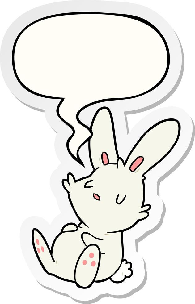 schattige cartoon konijn slapen en tekstballon sticker vector