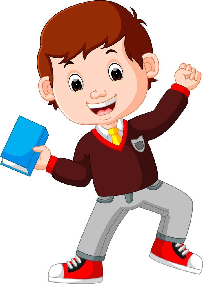 kinderen jongen dragen boek cartoon vector