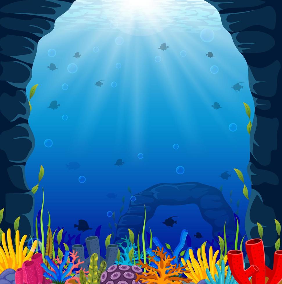 onderwaterscène met tropisch koraalrif vector