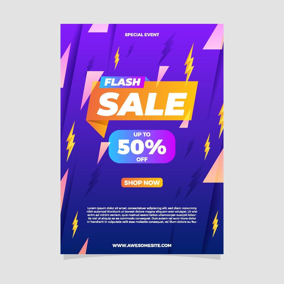 flash verkoop gradiënt poster sjabloon vector