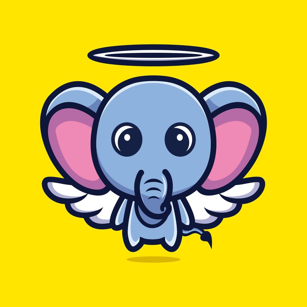 schattige olifant engel cartoon karakter ontwerp premium vector