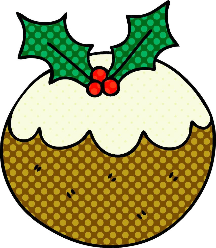 eigenzinnige cartoon kerstpudding in stripboekstijl vector