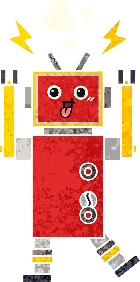 retro illustratie stijl cartoon robot vector