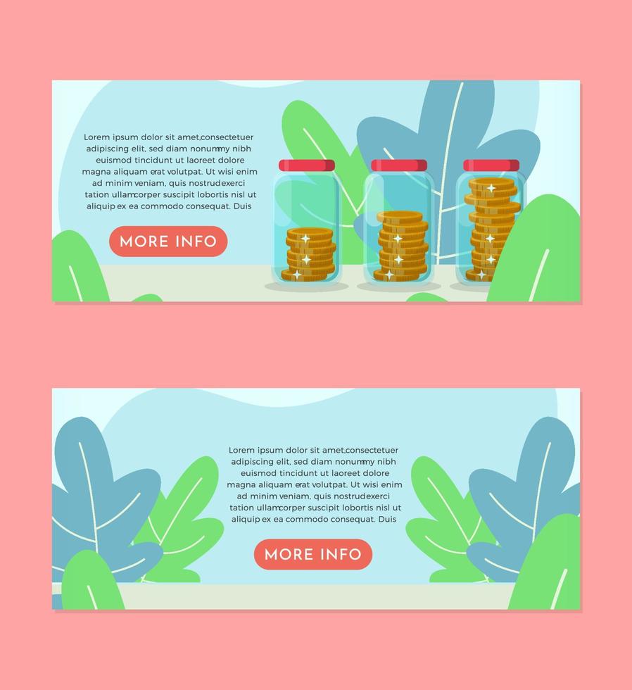 gouden munten investeren meerwaarden in een pot geld groeien platte illustratie banner decorontwerp sjabloon vector