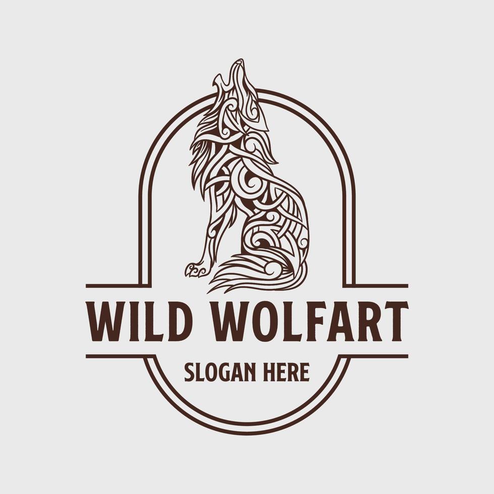 vintage retro wolf logo-ontwerp vector