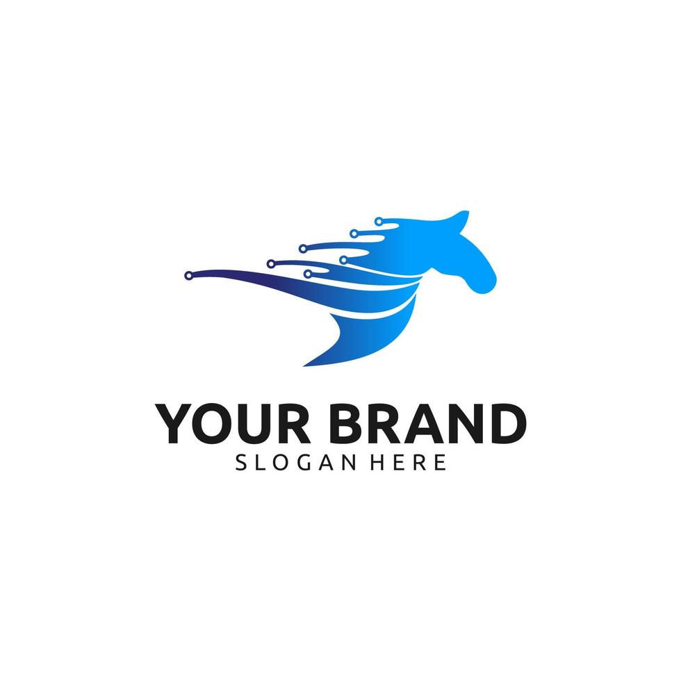 paard tech logo ontwerp vector
