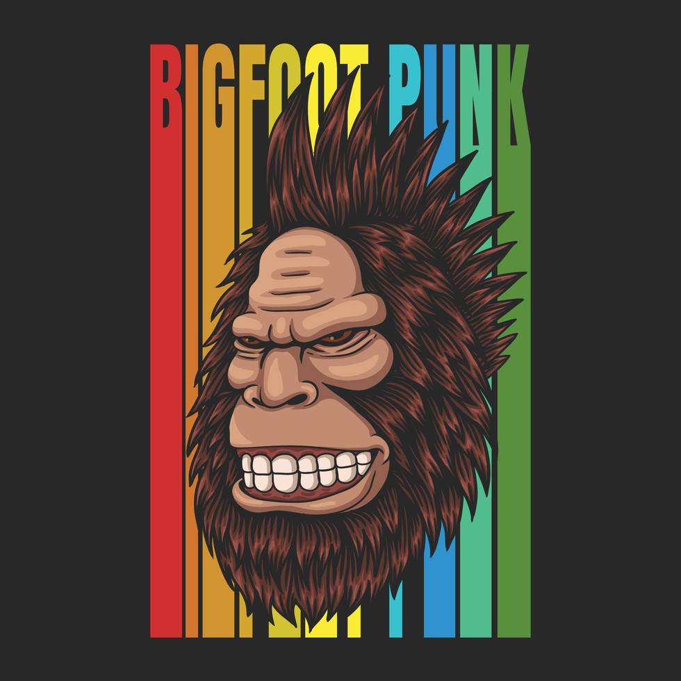 bigfoot punk haar retro vectorillustratie vector