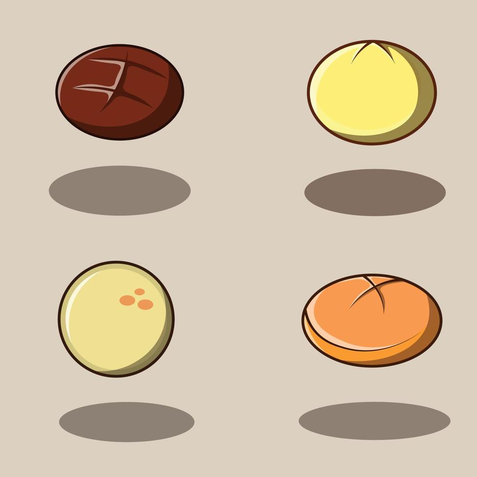 ronde brood icon pack vector set