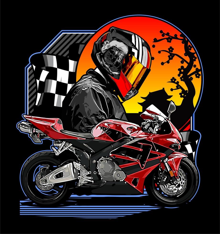 sportbike en biker vector