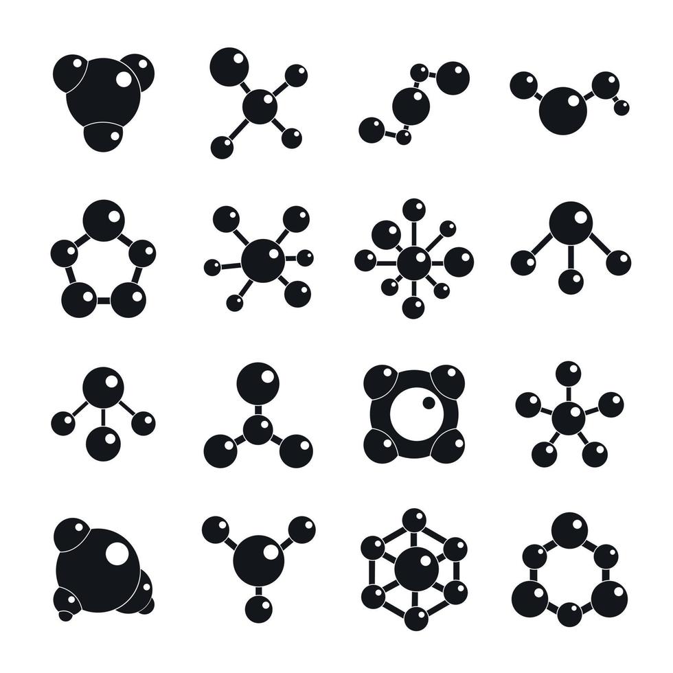 molecuul iconen set, eenvoudige stijl vector