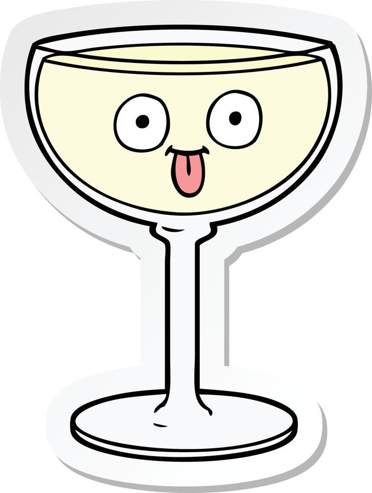 sticker van een cartoon glas wijn vector