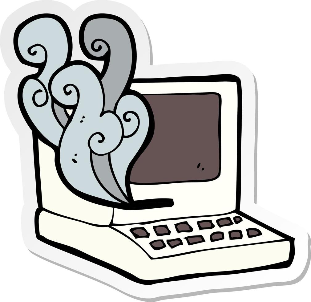 sticker van een cartoon oude computer vector