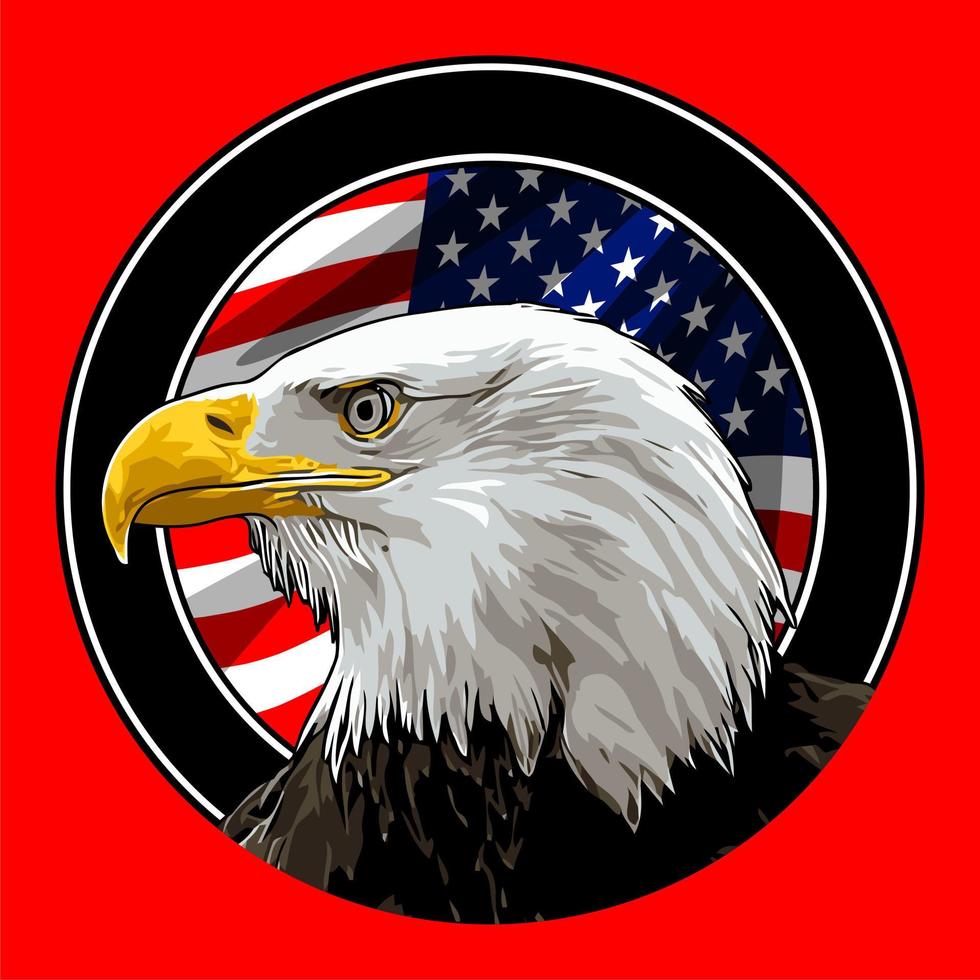 adelaarskop op Amerikaanse vlag vector