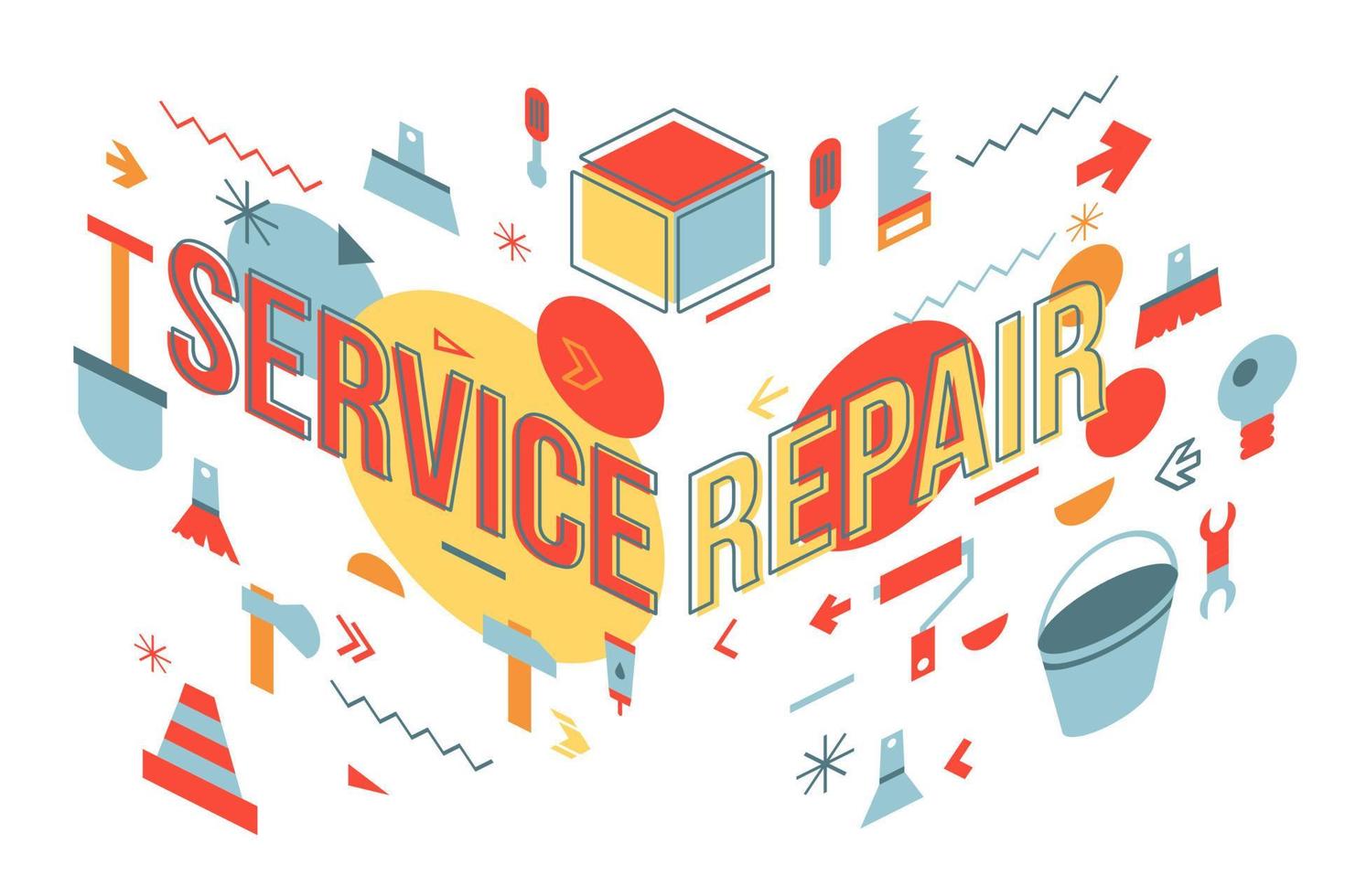 service reparatie woord conceptontwerp banner vector