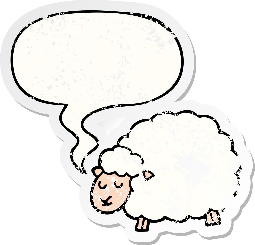 cartoon schapen en tekstballon noodlijdende sticker vector