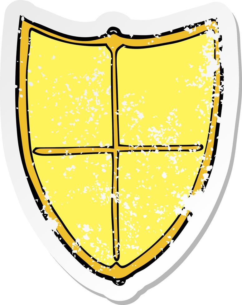 retro noodlijdende sticker van een cartoon heraldisch schild vector