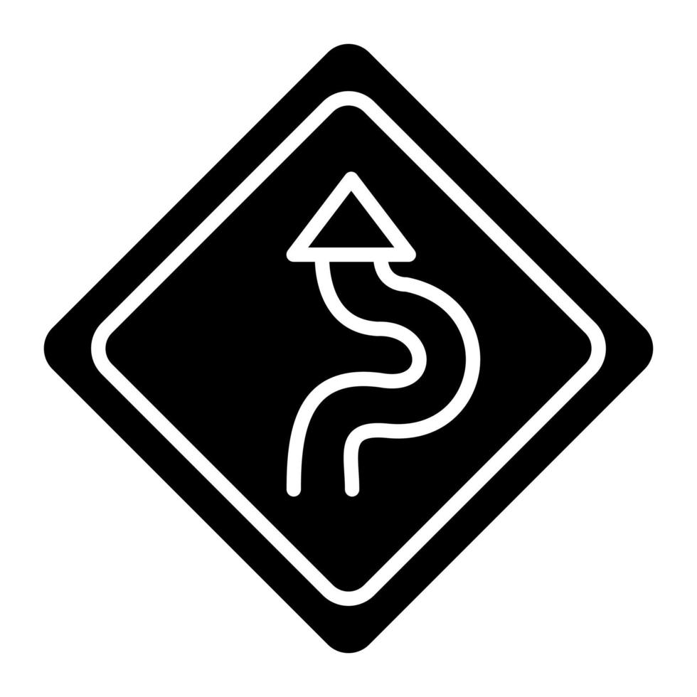 winderige weg glyph icon vector