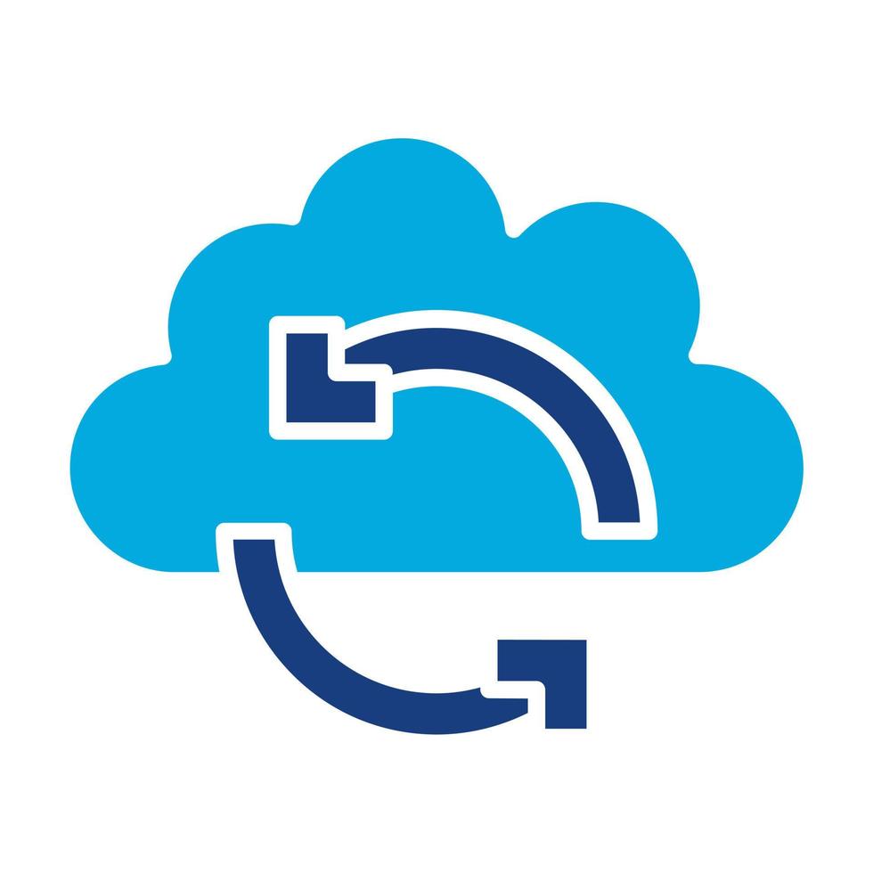 cloud sync glyph twee kleuren icoon vector