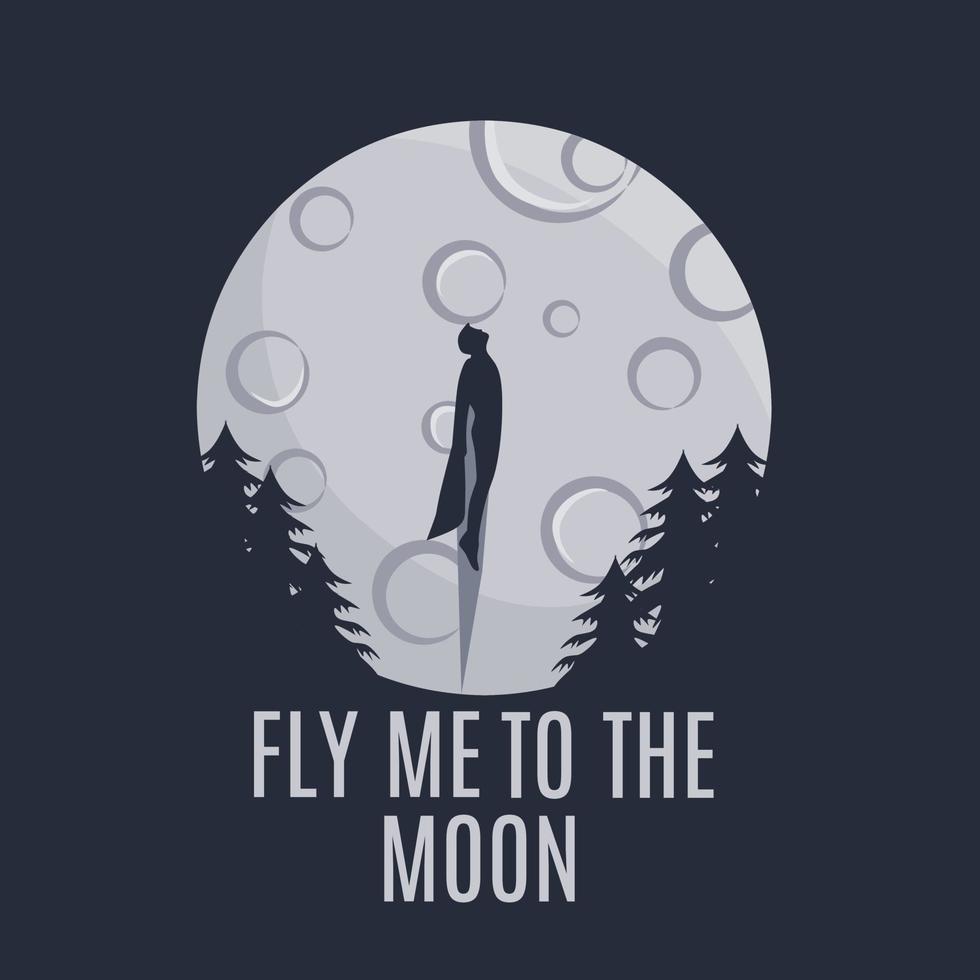 illustratie vector van vlieg naar de maan perfect voor print, poster, enz.