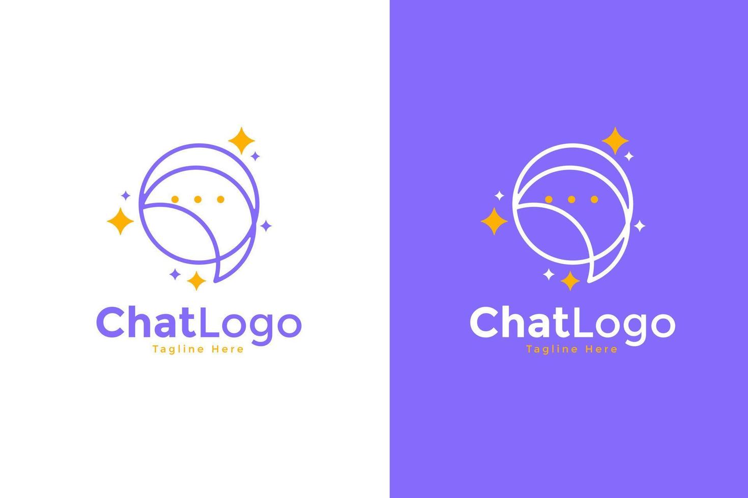 abstracte chat en sterren logo ontwerp vector