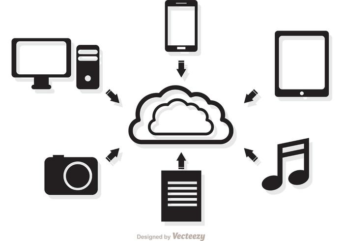 Cloud Computing Concept In Zwart-wit Vector