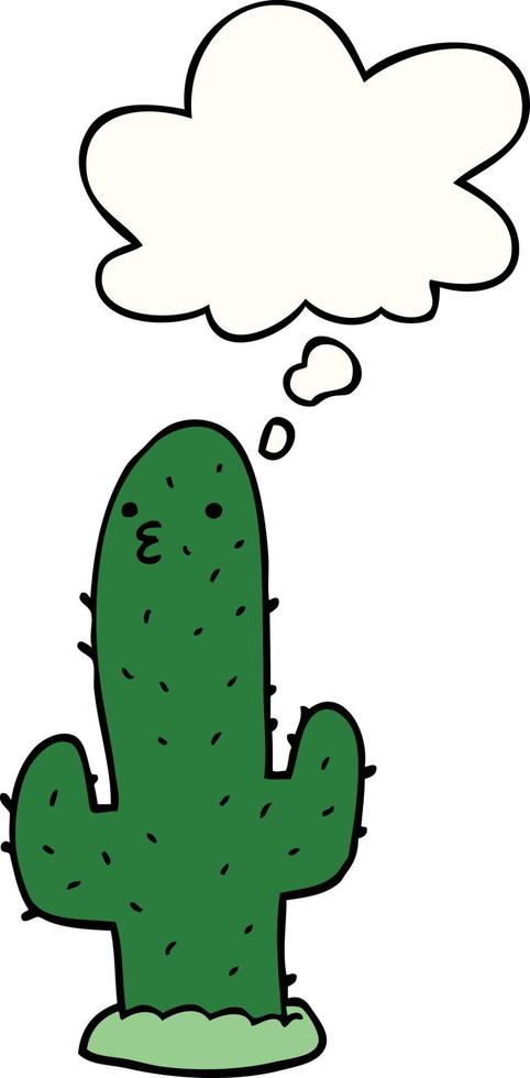 cartooncactus en gedachte bel vector